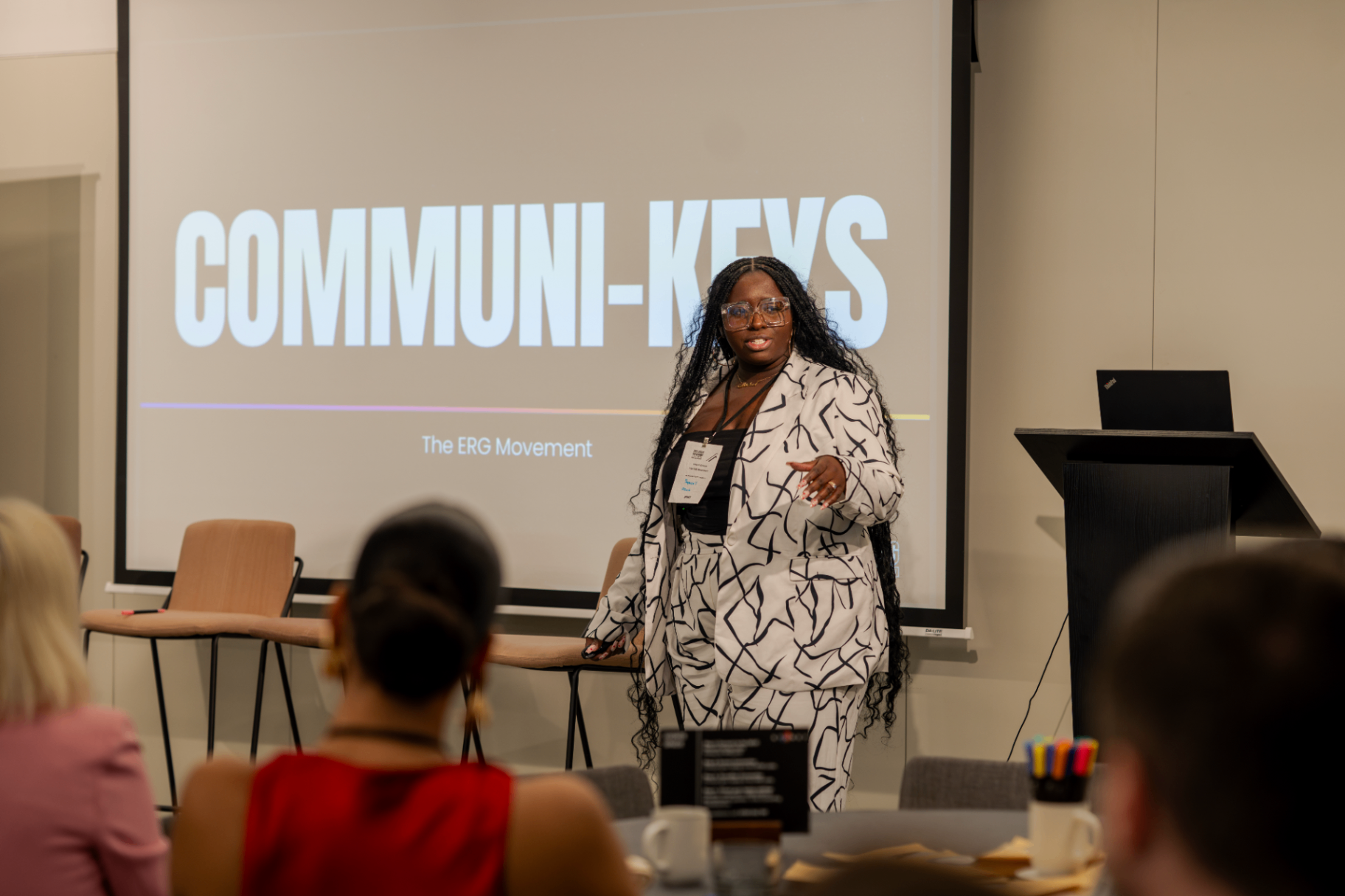 Maceo leading a Communi-Keys workshop